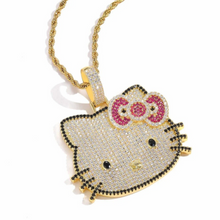 Load image into Gallery viewer, Iced Out Lip Hello Kitty Chain Necklace