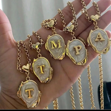 Load image into Gallery viewer, Cubic Zirconia Heart Pearl Initial Necklace