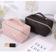 Load image into Gallery viewer, LUXE Checkered Makeup Bag