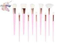 Load image into Gallery viewer, Pink 10pc Unicorn Makeup Brush