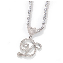 Load image into Gallery viewer, Cubic Zirconia Heart Initial Necklace

