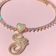 Load image into Gallery viewer, Cubic Zirconia Heart Initial Necklace
