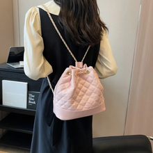 Load image into Gallery viewer, Soft Pink and Gold Diamond Lattice Chains Bucket Bag Pack
