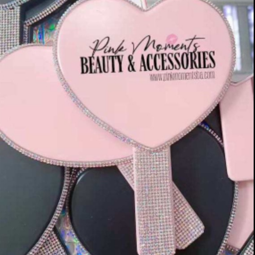 Pink Moments Pink Heart Bling Mirrow