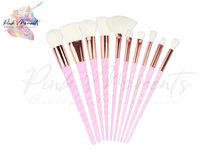 Load image into Gallery viewer, Pink 10pc Unicorn Makeup Brush
