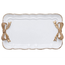 Load image into Gallery viewer, CUTE GOLD BOW CERAMIC Square TRAY
