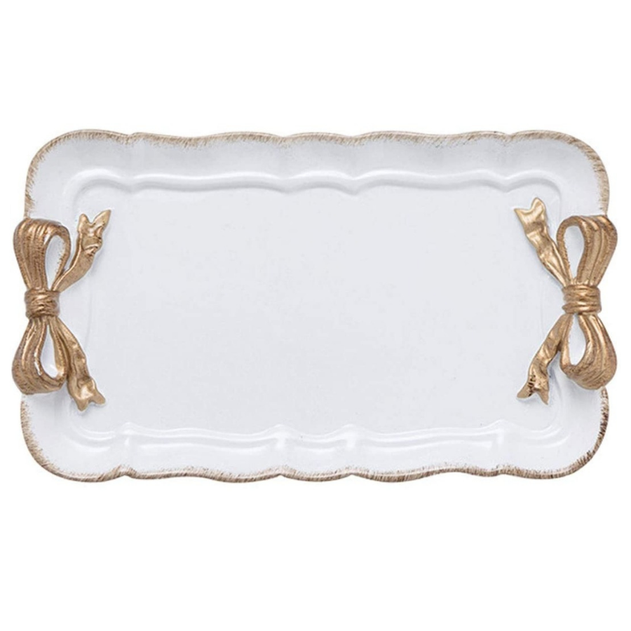 CUTE GOLD BOW CERAMIC Square TRAY