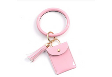 Load image into Gallery viewer, Leather Bracelet Ring Keychain with Coin Wallet
