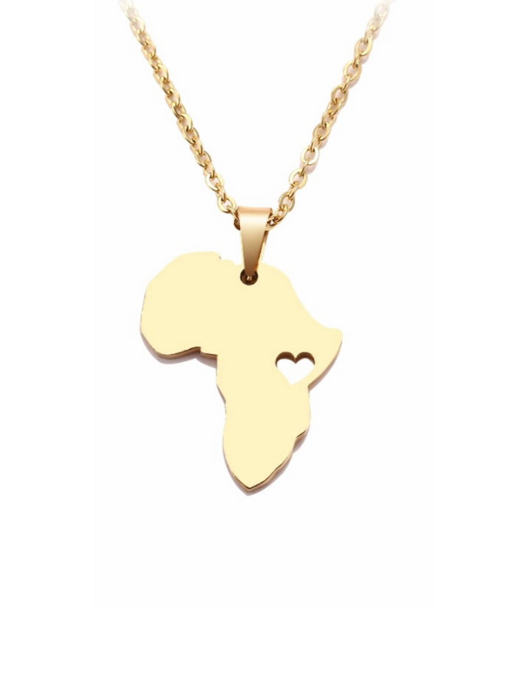 Africa Map Heart Necklace